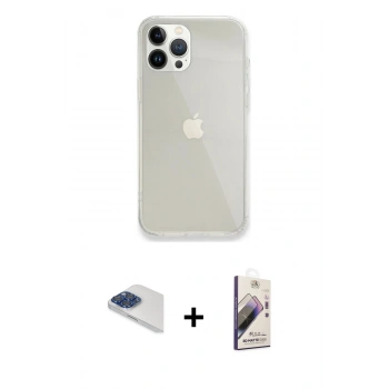MARSİLYAN™- iPhone 13 Pro Max Kılıf Vadi Asil Prime - Siyah Bilvis 3D Mat Cam Ekran Koruyucu + Pers Alüminyum Kamera Lens - LT