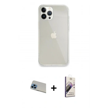 MARSİLYAN™- iPhone 13 Pro Max Kılıf Vadi Asil Prime - Siyah Bilvis 3D Mat Cam Ekran Koruyucu + Rainbow Kamera Lens Koruma Cam - MI