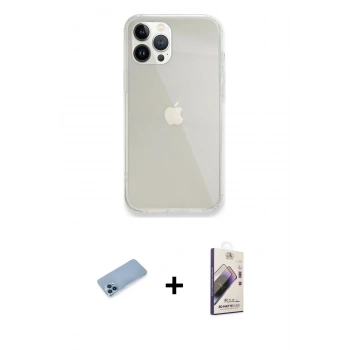 MARSİLYAN™- iPhone 13 Pro Max Kılıf Vadi Asil Prime - Siyah Bilvis 3D Mat Cam Ekran Koruyucu + Shine Kamera Lens Koruma Cam - MI