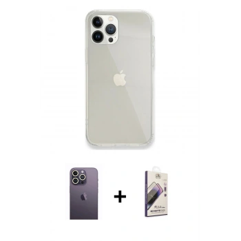 MARSİLYAN™- iPhone 13 Pro Max Kılıf Vadi Asil Prime - Siyah Bilvis 3D Mat Cam Ekran Koruyucu + Neon Fosforlu Kamera Lens - BZ