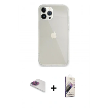 MARSİLYAN™- iPhone 13 Pro Max Kılıf Vadi Asil Prime - Siyah Bilvis 3D Mat Cam Ekran Koruyucu + Pers Alüminyum Kamera Lens - GI