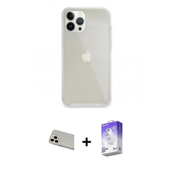 MARSİLYAN™- iPhone 13 Pro Max Kılıf Vadi Asil Prime - Siyah Bilvis 5in1 3D Magic Cam Ekran Koruyucu + Rainbow Kamera Lens Koruma Cam - BZ