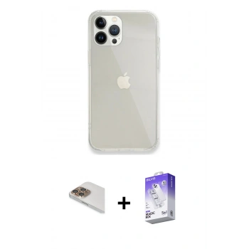 MARSİLYAN™- iPhone 13 Pro Max Kılıf Vadi Asil Prime - Siyah Bilvis 5in1 3D Magic Cam Ekran Koruyucu + Pers Alüminyum Kamera Lens - GD