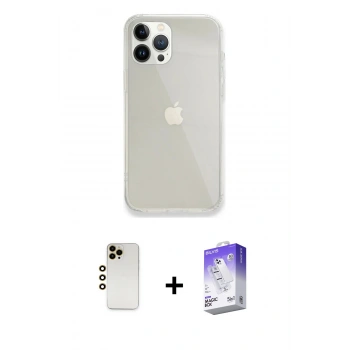 MARSİLYAN™- iPhone 13 Pro Max Kılıf Vadi Asil Prime - Siyah Bilvis 5in1 3D Magic Cam Ekran Koruyucu + Shine Kamera Lens - GD