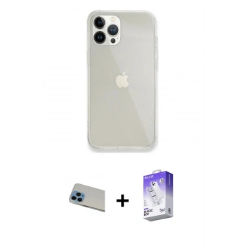 MARSİLYAN™- iPhone 13 Pro Max Kılıf Vadi Asil Prime - Siyah Bilvis 5in1 3D Magic Cam Ekran Koruyucu + Rainbow Kamera Lens Koruma Cam - MI