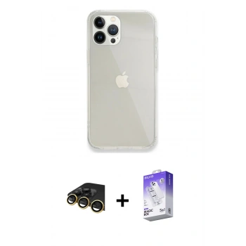 MARSİLYAN™- iPhone 13 Pro Max Kılıf Vadi Asil Prime - Siyah Bilvis 5in1 3D Magic Cam Ekran Koruyucu + Raze Metal Kamera Lens - GD