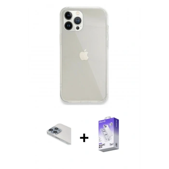MARSİLYAN™- iPhone 13 Pro Max Kılıf Vadi Asil Prime - Siyah Bilvis 5in1 3D Magic Cam Ekran Koruyucu + Pers Alüminyum Kamera Lens - SABE