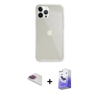 MARSİLYAN™- iPhone 13 Pro Max Kılıf Vadi Asil Prime - Siyah Bilvis 5in1 5D Magic Hayalet Cam Ekran Koruyucu + Pers Alüminyum Kamera Lens - GI