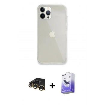 MARSİLYAN™- iPhone 13 Pro Max Kılıf Vadi Asil Prime - Siyah Bilvis 5in1 5D Magic Hayalet Cam Ekran Koruyucu + Raze Metal Kamera Lens - GD