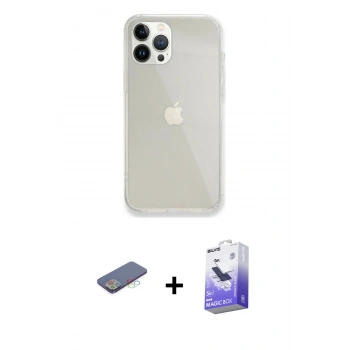 MARSİLYAN™- iPhone 13 Pro Max Kılıf Vadi Asil Prime - Siyah Bilvis 5in1 5D Magic Hayalet Cam Ekran Koruyucu + Renkli Kamera Lens Koruma Cam - MI