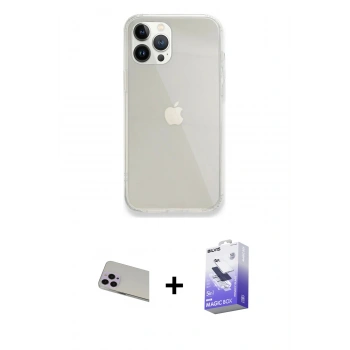 MARSİLYAN™- iPhone 13 Pro Max Kılıf Vadi Asil Prime - Siyah Bilvis 5in1 5D Magic Hayalet Cam Ekran Koruyucu + Rainbow Kamera Lens Koruma Cam - MR