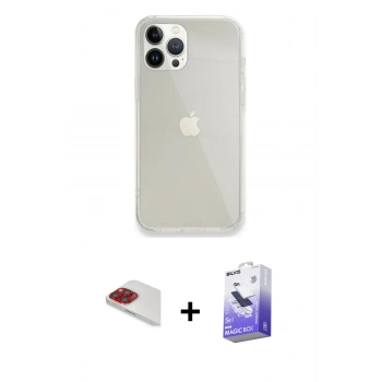 MARSİLYAN™- iPhone 13 Pro Max Kılıf Vadi Asil Prime - Siyah Bilvis 5in1 5D Magic Hayalet Cam Ekran Koruyucu + Pers Alüminyum Kamera Lens - KI