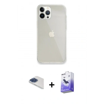 MARSİLYAN™- iPhone 13 Pro Max Kılıf Vadi Asil Prime - Siyah Bilvis 5in1 5D Magic Hayalet Cam Ekran Koruyucu + Pers Alüminyum Kamera Lens - LT