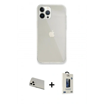 MARSİLYAN™- iPhone 13 Pro Max Kılıf Vadi Asil Prime - Siyah Bilvis Hayalet Cam Ekran Koruyucu + Rainbow Kamera Lens Koruma Cam - BZ