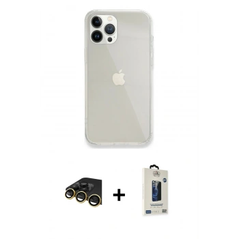 MARSİLYAN™- iPhone 13 Pro Max Kılıf Vadi Asil Prime - Siyah Bilvis Hayalet Cam Ekran Koruyucu + Raze Metal Kamera Lens - GD
