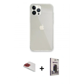MARSİLYAN™- iPhone 13 Pro Max Kılıf Vadi Asil Prime - Siyah Bilvis Hayalet Cam Ekran Koruyucu + Pers Alüminyum Kamera Lens - KI