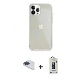 MARSİLYAN™- iPhone 13 Pro Max Kılıf Vadi Asil Prime - Siyah Bilvis Hayalet Cam Ekran Koruyucu + Pers Alüminyum Kamera Lens - LT