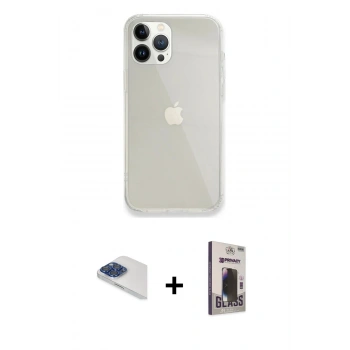 MARSİLYAN™- iPhone 13 Pro Max Kılıf Vadi Asil Prime - Siyah Bilvis Hayalet Cam Ekran Koruyucu + Pers Alüminyum Kamera Lens - LT