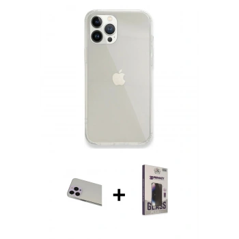 MARSİLYAN™- iPhone 13 Pro Max Kılıf Vadi Asil Prime - Siyah Bilvis Hayalet Cam Ekran Koruyucu + Rainbow Kamera Lens Koruma Cam - MR