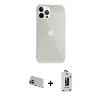 MARSİLYAN™- iPhone 13 Pro Max Kılıf Vadi Asil Prime - Siyah Bilvis Hayalet Cam Ekran Koruyucu + Rainbow Kamera Lens Koruma Cam - MR