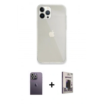 MARSİLYAN™- iPhone 13 Pro Max Kılıf Vadi Asil Prime - Siyah Bilvis Hayalet Cam Ekran Koruyucu + Neon Fosforlu Kamera Lens - BZ
