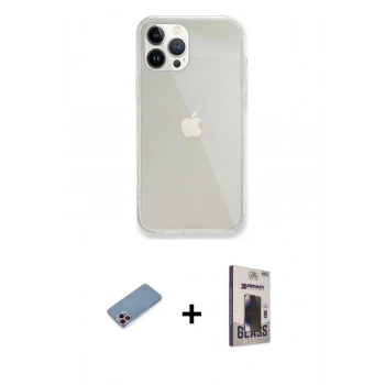 MARSİLYAN™- iPhone 13 Pro Max Kılıf Vadi Asil Prime - Siyah Bilvis Hayalet Cam Ekran Koruyucu + Shine Kamera Lens Koruma Cam - PE
