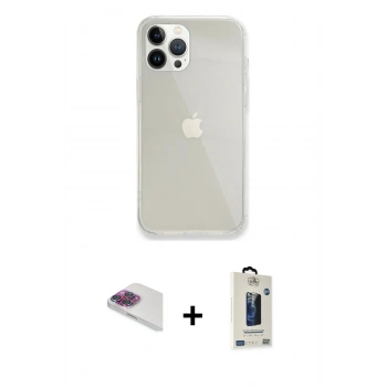 MARSİLYAN™- iPhone 13 Pro Max Kılıf Vadi Asil Prime - Siyah Bilvis Hayalet Cam Ekran Koruyucu + Pers Alüminyum Kamera Lens - GI