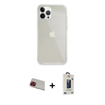 MARSİLYAN™- iPhone 13 Pro Max Kılıf Vadi Asil Prime - Siyah Bilvis Hayalet Cam Ekran Koruyucu + Rainbow Kamera Lens Koruma Cam - KI