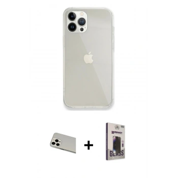 MARSİLYAN™- iPhone 13 Pro Max Kılıf Vadi Asil Prime - Siyah Bilvis Hayalet Cam Ekran Koruyucu + Rainbow Kamera Lens Koruma Cam - BZ