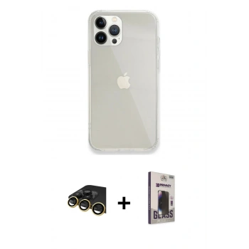 MARSİLYAN™- iPhone 13 Pro Max Kılıf Vadi Asil Prime - Siyah Bilvis Hayalet Cam Ekran Koruyucu + Raze Metal Kamera Lens - GD