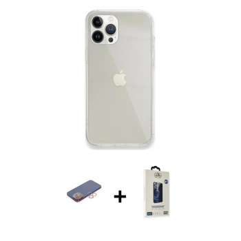 MARSİLYAN™- iPhone 13 Pro Max Kılıf Vadi Asil Prime - Siyah Bilvis Hayalet Cam Ekran Koruyucu + Renkli Kamera Lens Koruma Cam - TU
