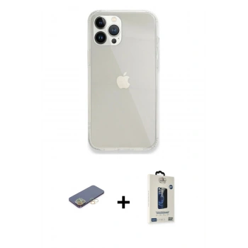 MARSİLYAN™- iPhone 13 Pro Max Kılıf Vadi Asil Prime - Siyah Bilvis Hayalet Cam Ekran Koruyucu + Renkli Kamera Lens Koruma Cam - SI