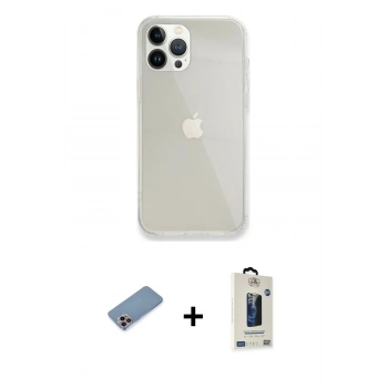 MARSİLYAN™- iPhone 13 Pro Max Kılıf Vadi Asil Prime - Siyah Bilvis Hayalet Cam Ekran Koruyucu + Shine Kamera Lens Koruma Cam - PE