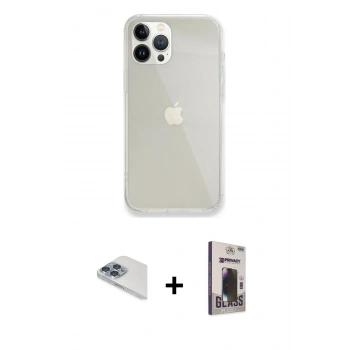 MARSİLYAN™- iPhone 13 Pro Max Kılıf Vadi Asil Prime - Siyah Bilvis Hayalet Cam Ekran Koruyucu + Pers Alüminyum Kamera Lens - SABE