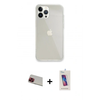 MARSİLYAN™- iPhone 13 Pro Max Kılıf Vadi Asil Prime - Siyah Joko 5D Cam + Rainbow Kamera Lens Koruma Cam - KI