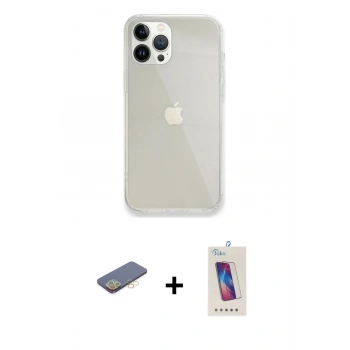 MARSİLYAN™- iPhone 13 Pro Max Kılıf Vadi Asil Prime - Siyah Joko 5D Cam + Renkli Kamera Lens Koruma Cam - SI