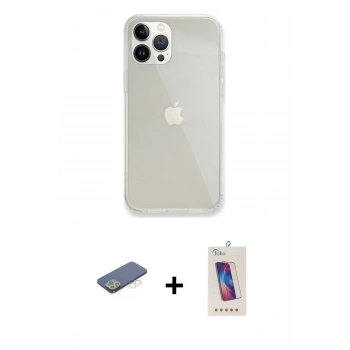 MARSİLYAN™- iPhone 13 Pro Max Kılıf Vadi Asil Prime - Siyah Joko 5D Cam + Renkli Kamera Lens Koruma Cam - YL