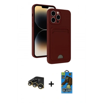 MARSİLYAN™- iPhone 13 Pro Max Kılıf Vadi Çizgi Prime - Siyah 18D Cam Ekran Koruyucu + Raze Metal Kamera Lens - GD