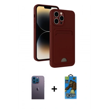 MARSİLYAN™- iPhone 13 Pro Max Kılıf Vadi Çizgi Prime - Siyah 18D Cam Ekran Koruyucu + Neon Fosforlu Kamera Lens - MI