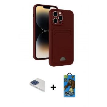 MARSİLYAN™- iPhone 13 Pro Max Kılıf Vadi Çizgi Prime - Siyah 18D Cam Ekran Koruyucu + Pers Alüminyum Kamera Lens - LT