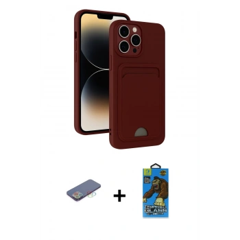 MARSİLYAN™- iPhone 13 Pro Max Kılıf Vadi Çizgi Prime - Siyah 18D Cam Ekran Koruyucu + Renkli Kamera Lens Koruma Cam - MI