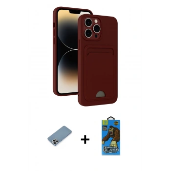 MARSİLYAN™- iPhone 13 Pro Max Kılıf Vadi Çizgi Prime - Siyah 18D Cam Ekran Koruyucu + Shine Kamera Lens Koruma Cam - GI