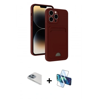 MARSİLYAN™- iPhone 13 Pro Max Kılıf Vadi Çizgi Prime - Siyah 3D Antistatik Cam Ekran Koruyucu + Pers Alüminyum Kamera Lens - SABE