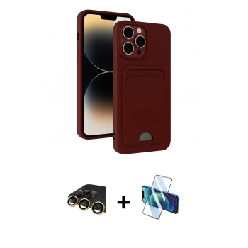 MARSİLYAN™- iPhone 13 Pro Max Kılıf Vadi Çizgi Prime - Siyah 3D Antistatik Cam Ekran Koruyucu + Raze Metal Kamera Lens - GD