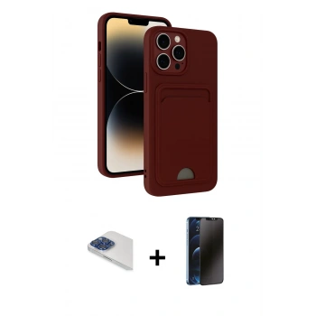 MARSİLYAN™- iPhone 13 Pro Max Kılıf Vadi Çizgi Prime - Siyah 3D Antistatik Hayalet Cam Ekran Koruyucu + Pers Alüminyum Kamera Lens - LT