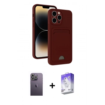 MARSİLYAN™- iPhone 13 Pro Max Kılıf Vadi Çizgi Prime - Siyah Bilvis 5in1 3D Magic Cam Ekran Koruyucu + Neon Fosforlu Kamera Lens - BZ
