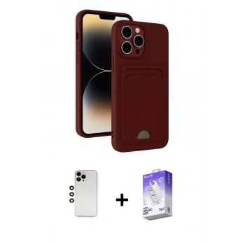 MARSİLYAN™- iPhone 13 Pro Max Kılıf Vadi Çizgi Prime - Siyah Bilvis 5in1 3D Magic Cam Ekran Koruyucu + Shine Kamera Lens - GD