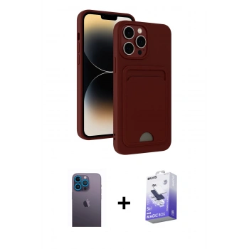 MARSİLYAN™- iPhone 13 Pro Max Kılıf Vadi Çizgi Prime - Siyah Bilvis 5in1 5D Magic Hayalet Cam Ekran Koruyucu + Neon Fosforlu Kamera Lens - MI