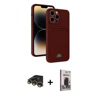 MARSİLYAN™- iPhone 13 Pro Max Kılıf Vadi Çizgi Prime - Siyah Bilvis Hayalet Cam Ekran Koruyucu + Raze Metal Kamera Lens - GD