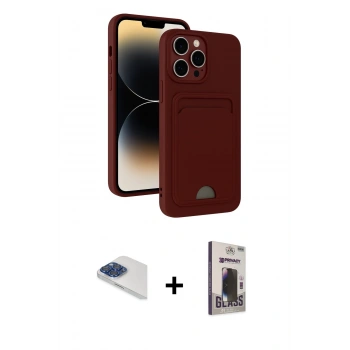 MARSİLYAN™- iPhone 13 Pro Max Kılıf Vadi Çizgi Prime - Siyah Bilvis Hayalet Cam Ekran Koruyucu + Pers Alüminyum Kamera Lens - LT